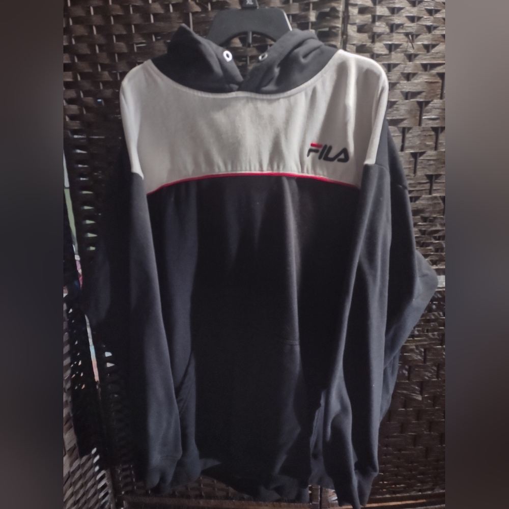 Fila Men's Big & Tall Classic Pullover Hoodie Black White  5XL